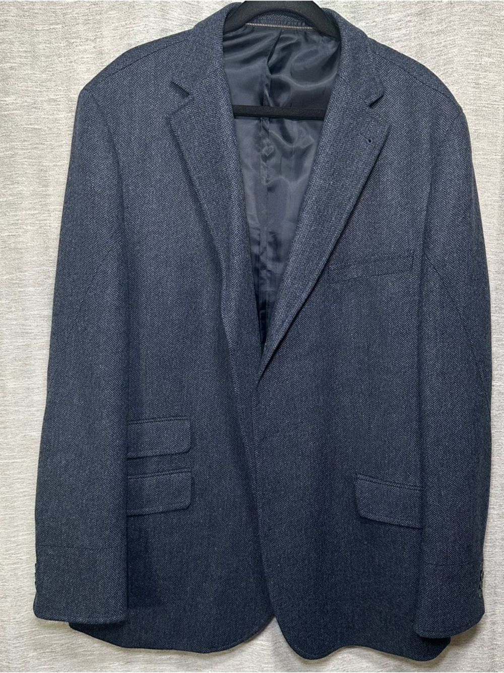 Quintessential Rizzo Blue Herringbone Wool Cashmere Sport Coat Blazer Men’s 48L - Picture 2 of 13